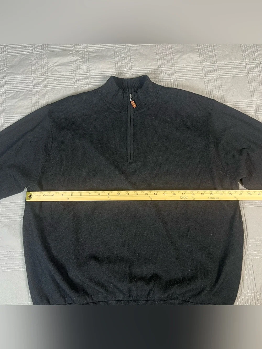 Peter Millar Sweater Mens Size L Black Merino Wool 1/4 Zip Lined Pullover Golf